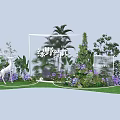 Art Installation With Green Plants White Deer Purple Flowers And Transparent Frame