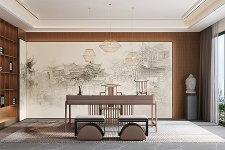 New Chinese Style Study 3d model