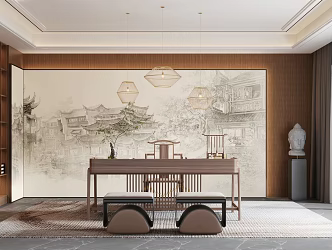 New Chinese Style Study 3d model