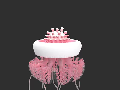 Pink and White Jellyfish Aquatic Animal With Delicate Tentacles And Bell Structure 3d model