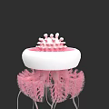 Pink and White Jellyfish Aquatic Animal With Delicate Tentacles And Bell Structure
