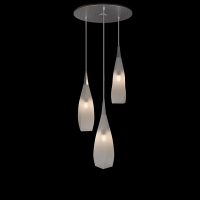 Three Modern White Shade Pendant Lights Hanging in Minimalist Interior Design 3d model