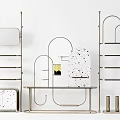 Modern Storage Shelving Units Featuring Multilayer Racks Curved Design And Metal Frame
