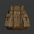 Vintage Canvas Backpack With Leather Straps Multiple Pockets And Classic Design