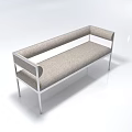 Modern Three-Seater Sofa With Light Gray Textured Fabric And Sleek Silver Metal Frame