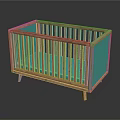 Sturdy Wooden Baby Crib With Blue Mattress And Safety Railing Frame Design