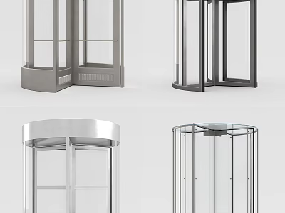 Revolving Doors In Various Modern Styles With Glass Panels And Metal Frames 3d model