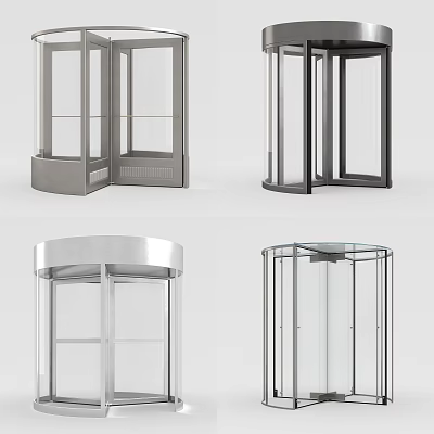 Revolving Doors In Various Modern Styles With Glass Panels And Metal Frames 3d model