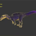 Vibrant Blue Purple And Yellow Dinosaur Figure Standing On Reflective Surface