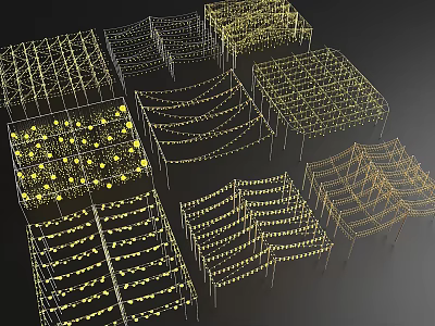 Decorative Outdoor Lights With Various Styles Including Grid String And Wave Design Yellow Bulbs 3d model