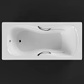 White Freestanding Bathtub With Sleek Modern Design Rectangular Shape And Smooth Surface