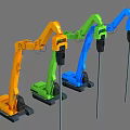 Multi Colored Utility Vehicles With Mechanical Arms And Lifting Structures 3d model