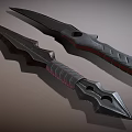Fantasy Daggers With Sharp Blades Unique Handles And Metal Reflective Surface