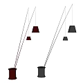 Sleek Modern Floor Lamps With Red And Gray Bases And Cone Shaped Shades