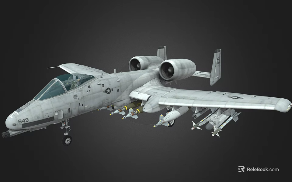 Military Fighter Jet With Twin Engines Weapon Loads And Gray Fuselage 3d model 