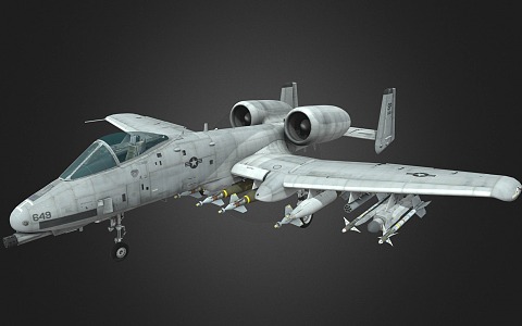 A10 Attack Aircraft Warthog Jet Fighter Ground Attack Aircraft 3d model