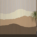 Chinese landscape background wall Zen background wall curve grid background wall living room background wall sofa background wall restaurant background wall 3d model