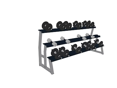 Multi Tiered Dumbbell Rack With Various Weights Fitness Equipment For Home Gym 3d model