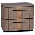 Modern Wooden Nightstand Featuring Two Functional Drawers With Sleek Black Handles 3d model