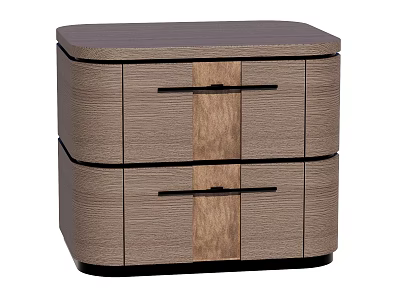 Modern Wooden Nightstand Featuring Two Functional Drawers With Sleek Black Handles 3d model
