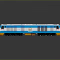 Modern Blue And White Train With Windows And Yellow Front Design 3d model