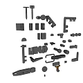 Assorted Metal Hardware Components With Various Shapes And Fastening Parts Set