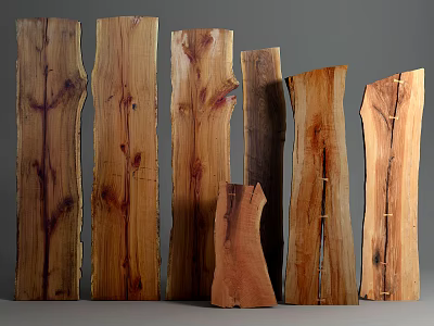 Natural Stone Wood Decorative Planks with Unique Grain and Various Sizes 3d model