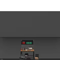 Workbench With Wooden Top Wall Cabinet Red Green Bottles Tools Storage Boxes And Metal Shelf