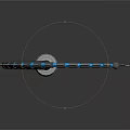Curved Chain Like Weapon With Blue Black Rings And Red Handle