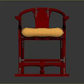 Classic Traditional Red Chair with Yellow Cushion Armrests and Steps Design