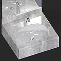Sleek Modern Bathroom Washbasin With Elegant Marble Countertop And Chrome Faucet