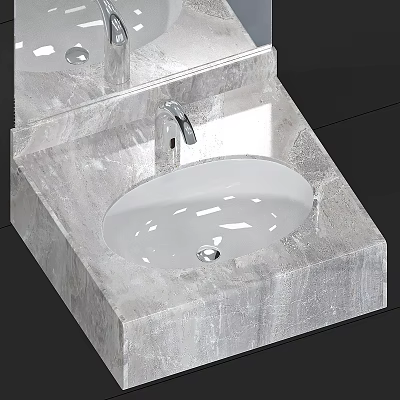 Sleek Modern Bathroom Washbasin With Elegant Marble Countertop And Chrome Faucet 3d model
