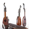 Traditional Wooden Pipa Musical Instruments With Painting Mat And Art Tools