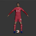 Man Standing in Red Liverpool Jersey Number 4 With Football at His Feet