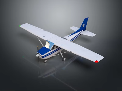 Small Blue and White Passenger Plane with Propeller Wings and Blue Tail Design 3d model