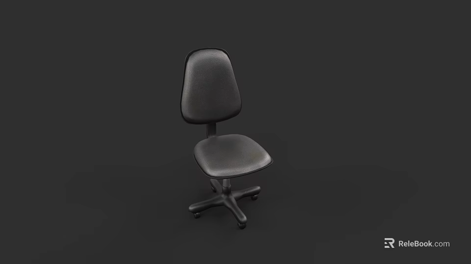 Black Leather Office Chair With Comfortable Seat Backrest And Rolling Wheels 3d model 