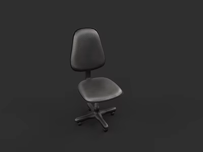 Black Leather Office Chair With Comfortable Seat Backrest And Rolling Wheels 3d model