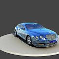 Blue Luxury Sedan With Sleek Design Chrome Grille On Circular Platform Gray Background 3d model
