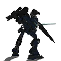 Blue Robot Design Firing Green Laser Beam With Weapons And Armor