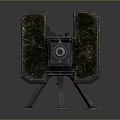 Vintage Machine Gun Weapon with Tripod Stand and Metal Barrel in Industrial Military Design