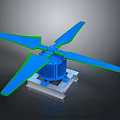 Modern Blue Fan With Four Blades Green Edges And White Base For Household Use