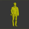 Man Standing Wearing Brown Coat Gray Scarf Blue Jeans and Brown Shoes Against Gray Background