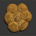Freshly Baked Golden Round Shaped Bread with Sesame Seeds on Top