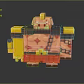 Pixel Style Furniture Piece With Yellow And Red Accents For Decorative Room Setup