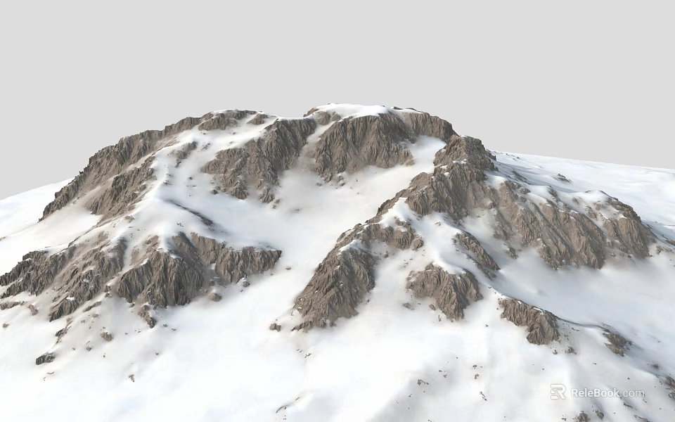 Snowy Mountain Landscape With Rocky Peaks And Fresh Snow Cover 3d model 