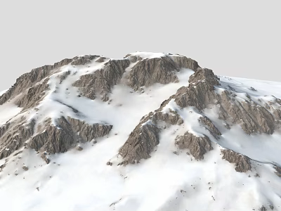 Snowy Mountain Landscape With Rocky Peaks And Fresh Snow Cover 3d model