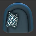 Modern Teal Accent Chair With Geometric Pattern Pillow And Wooden Legs