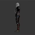 Armored Game And Movie Warrior Character With Silver Red Detailed Armor Design