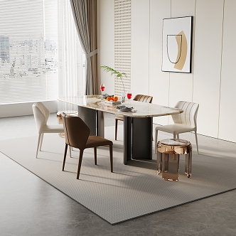 Modern Dining Table and Chair Combination 3d model