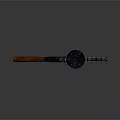 Vintage Machine Gun Featuring Wooden Grip Circular Drum Magazine And Chain Feed Mechanism